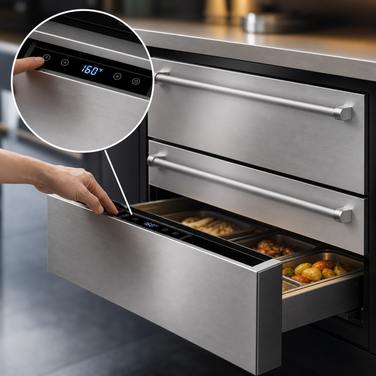 Product image #4 for KoolMore 30-Inch Stainless Steel 3-Compartment Warming Drawer