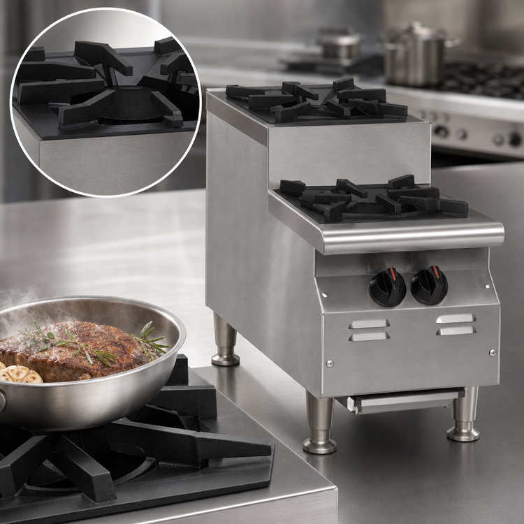 Product image #4 for RedHots Chef's Line Step-Up Countertop Gas Hot Plate, 2 Burners, Natural Gas, 12 Inch, 50,000 BTU