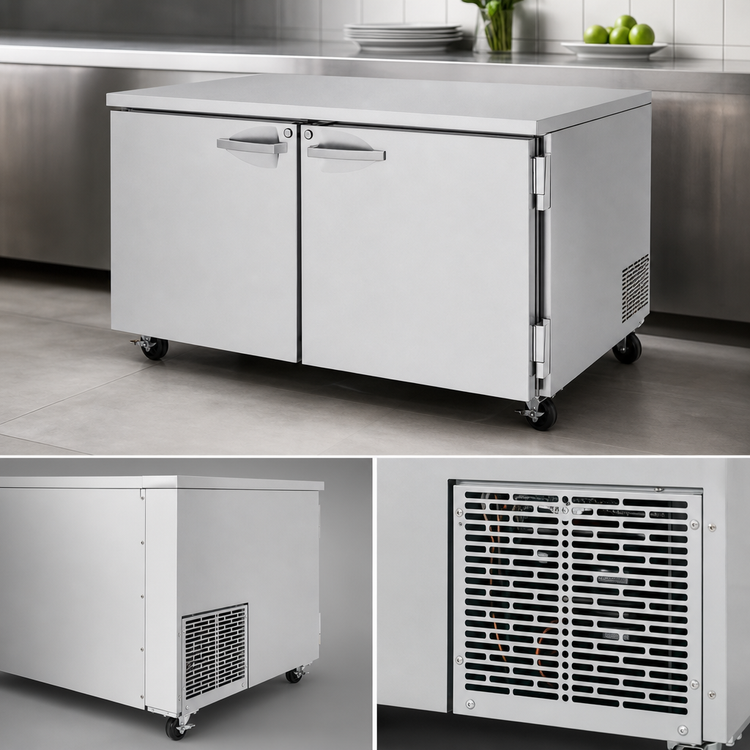 Product image #4 for Turbo Air PRO Series Two-Section Undercounter Refrigerator, 15.5 Cu. Ft., Solid Doors, 60-1/4 Inch Wide