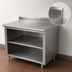 Thumbnail image #4 for Advance Tabco 108-Inch x 36-Inch Stainless Steel Work Table with Open Front Cabinet Base, Mid-Shelf, and 5-Inch Backsplash