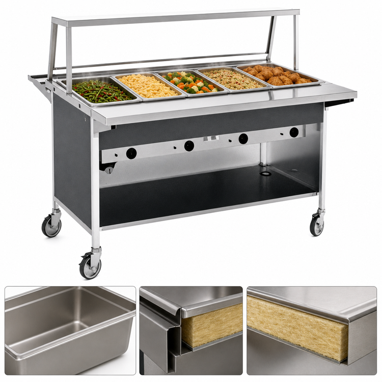 Product image #4 for Atlas Metal CAIH-5 5-Well Electric Mobile Hot Food Serving Counter