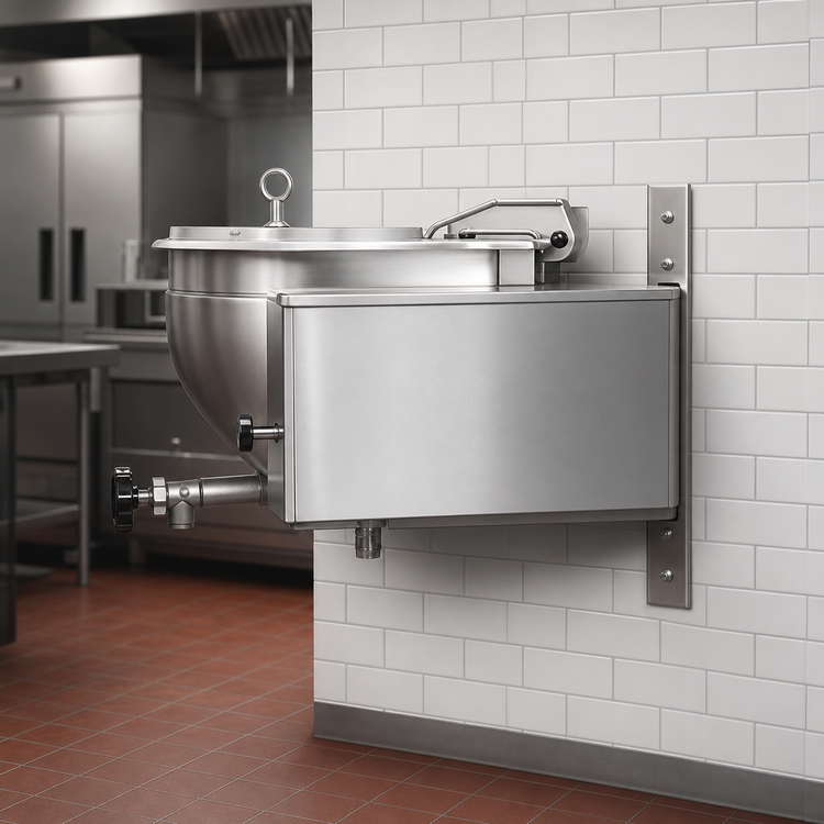 Product image #4 for Legion 80-Gallon Full-Jacketed Stationary Wall-Mount Direct Steam Kettle with Mixer
