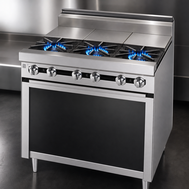 Product image #4 for Jade Range Titan JTRH-6ST 72" Heavy Duty Gas Range with 6 Open Burners and 6 Hot Tops