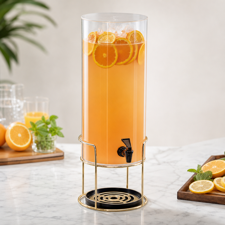 Product image #4 for Cal-Mil Mid-Century 3 Gallon Round Beverage Dispenser with Infusion Chamber and Drip Tray