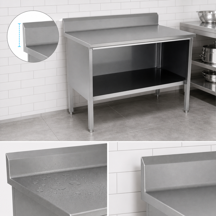 Product image #4 for John Boos Enclosed Base Open Front Work Table, 36 x 30 Inches, 14-Gauge Stainless Steel Top, 5-Inch Backsplash