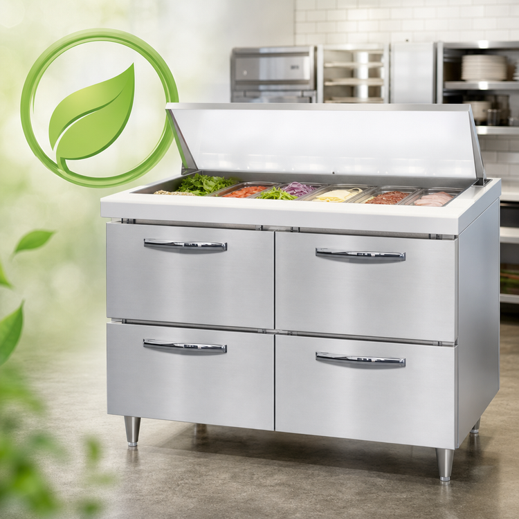 Product image #4 for Continental Refrigerator D48N18M-D 48" Mighty Top Two-Section Refrigerator Sandwich Unit with 18 Pan Capacity and 4 Drawers