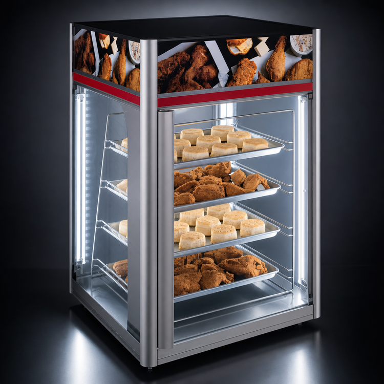 Product image #4 for Hatco Flav-R-Savor® Tall Countertop Hot Food Holding and Display Cabinet with 2 Doors and 4-Tier Pan Rack, No Motor