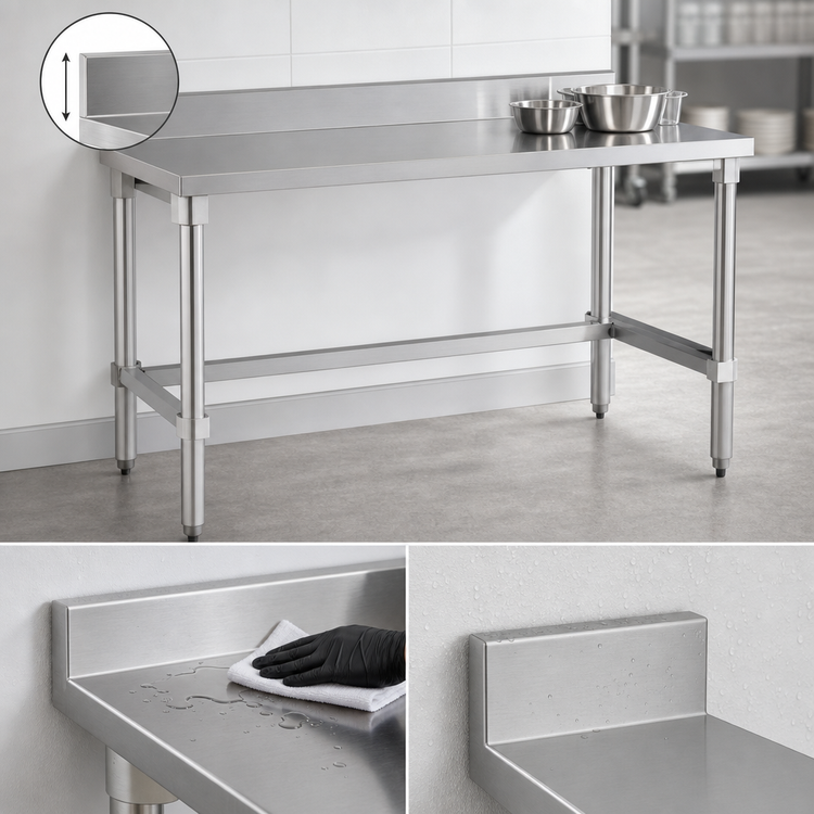 Product image #4 for New Age 84-Inch x 24-Inch Stainless Steel Top Work Table with 6-Inch Backsplash and Aluminum Base