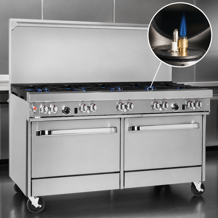 Product image #4 for Southbend Ultimate 60-Inch Gas Restaurant Range with 8 Burners, Convection Oven, and Cabinet Base