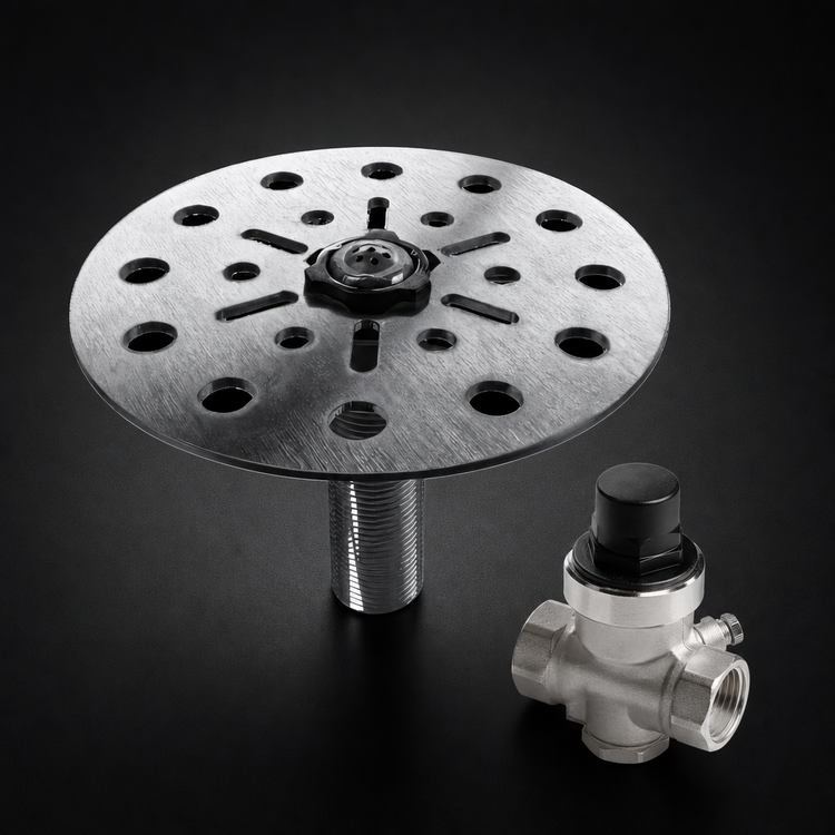 Product image #4 for Glastender Underbar Rinser Faucet with 4-1/2 Inch Stainless Steel Plunger Plate and 30 PSI Regulator