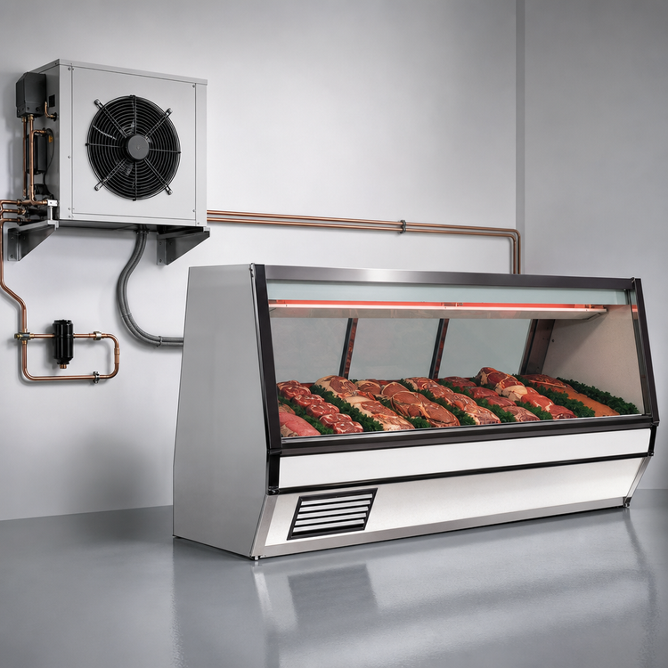 Product image #4 for Howard-McCray 40E Series Remote Red Meat Service Case, 100-1/2-Inch, Single-Duty, Endless Design, Straight Glass, LED