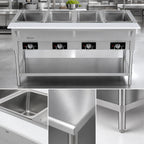 Thumbnail image #4 for Serv-Ware EST4-1 4-Well Open-Well Electric Steam Table with Stainless Steel Construction and Open Shelf Base