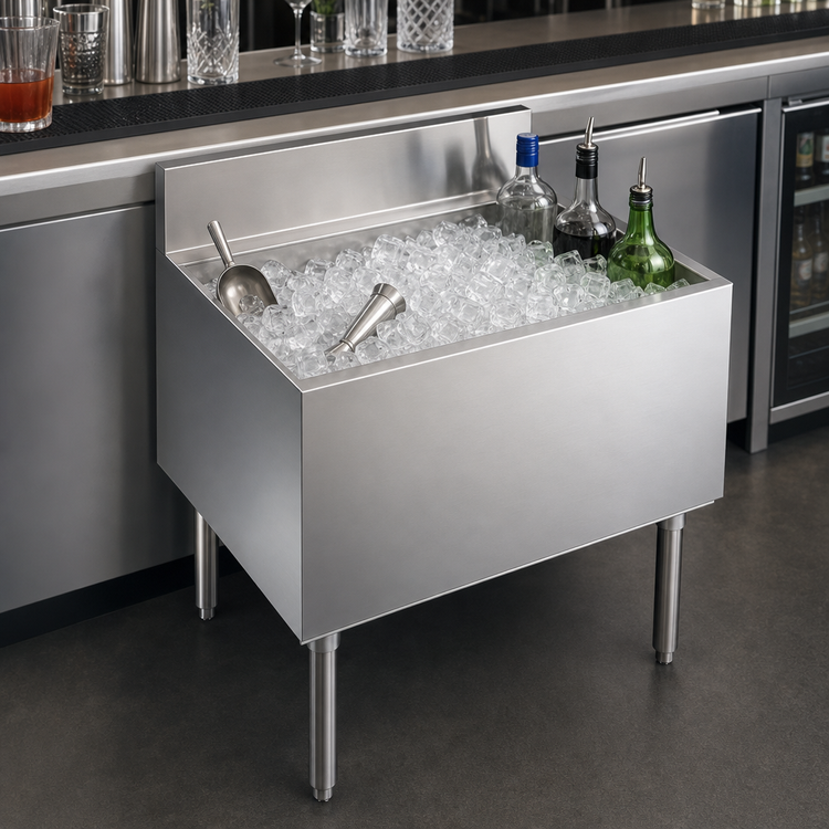 Product image #4 for Krowne Royal Series Underbar Ice Bin/Cocktail Unit with 10-Circuit Cold Plate, 30 x 24 Inches