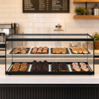 Thumbnail image #5 for KoolMore 36-Inch Countertop Self-Service 2-Tier Pastry Display Case with Sliding Glass Doors, Black Aluminum Frame, 4.2 Cu. Ft.