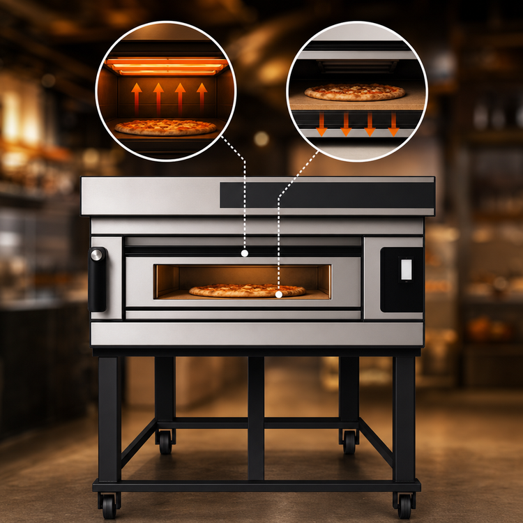 Product image #4 for Moretti Forni S125E SerieS Single Deck Electric Pizza Deck Oven with Refractory Stone Deck and Stand