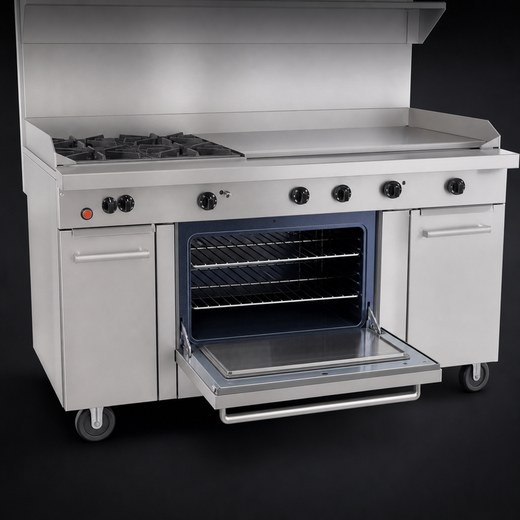 Product image #4 for Southbend Platinum 48-Inch Heavy Duty Gas Sectional Range with Full-Width Manual Griddle, Standard Oven, and 12-Inch Cabinet Section