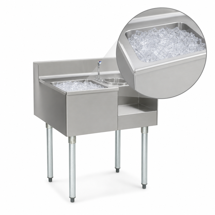 Product image #4 for Eagle Group 2200 Series Underbar Ice Bin/Cocktail Station with Blender Recess, 50 x 24 Inches