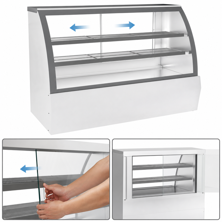 Product image #4 for 74-Inch Open-Food Rated Curved Glass Refrigerated Deli/Bakery Case, White