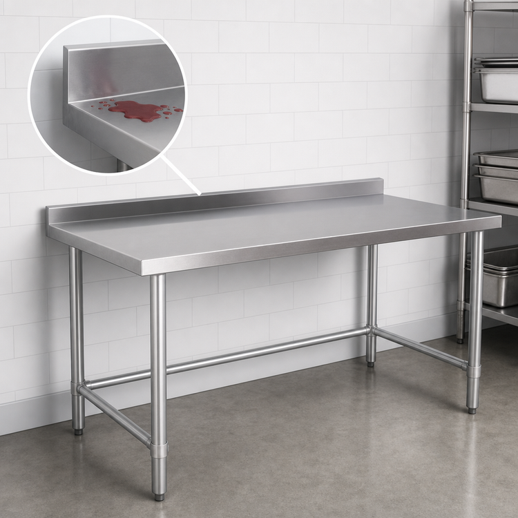 Product image #4 for Klinger's Trading 84-Inch Stainless Steel Open Base Work Table with 2-Inch Rear Up-Turn