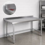 Thumbnail image #4 for Klinger's Trading NBSG2484 84-Inch 18/430 Stainless Steel Open Base Work Table with 2-Inch Rear Up-Turn