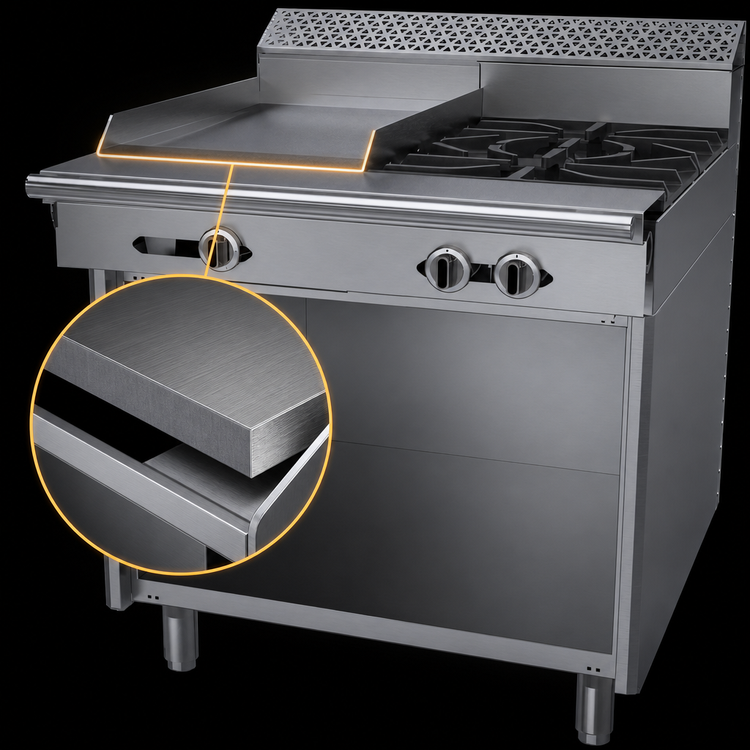 Product image #4 for Garland Cuisine Series Heavy Duty 36-Inch Gas Range with 2 Open Burners and 18-Inch Griddle, Natural Gas, Storage Base