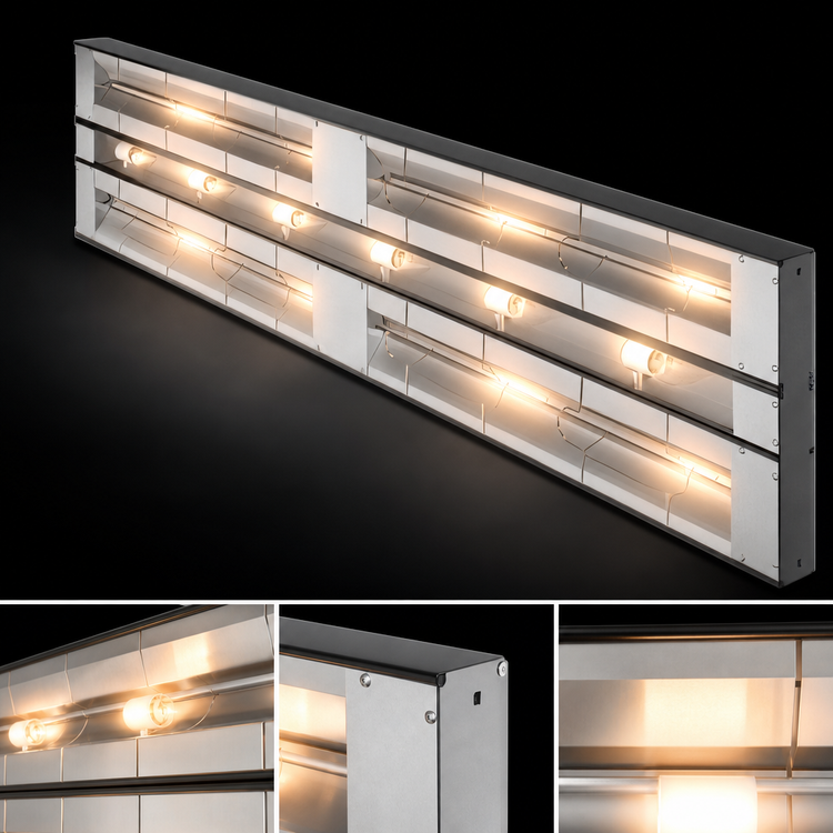 Product image #4 for Hatco Glo-Ray® Max Watt Lighted Dual Infrared Strip Heater, 132-Inch, Aluminum, 6-Inch Spacer