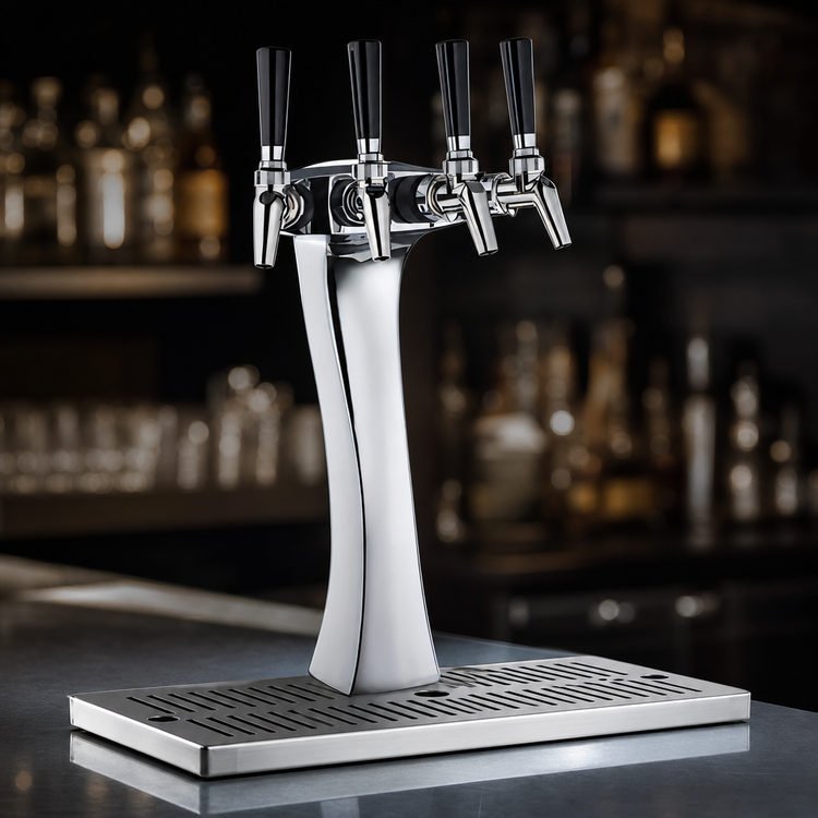 Product image #4 for Panther 4-Faucet Glycol-Cooled Countertop Draft Beer Tower, Polished Chrome