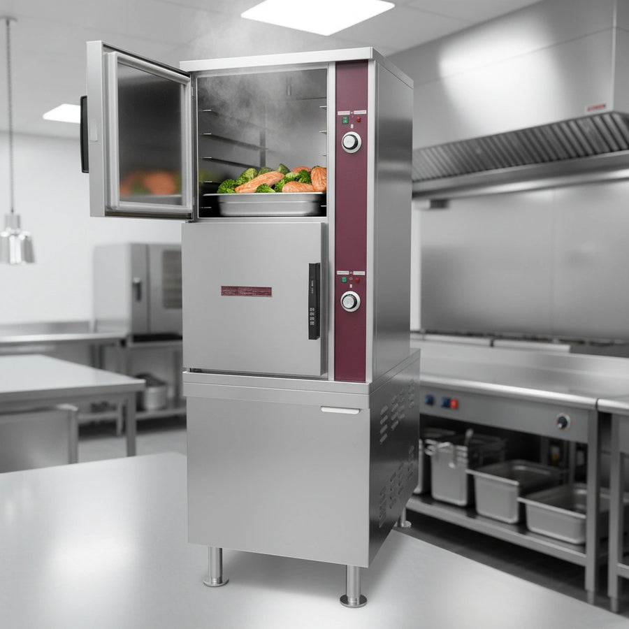 Experience the gentle, even cooking power of pressureless convection steam, ensuring perfectly prepared food in this two-compartment steamer.