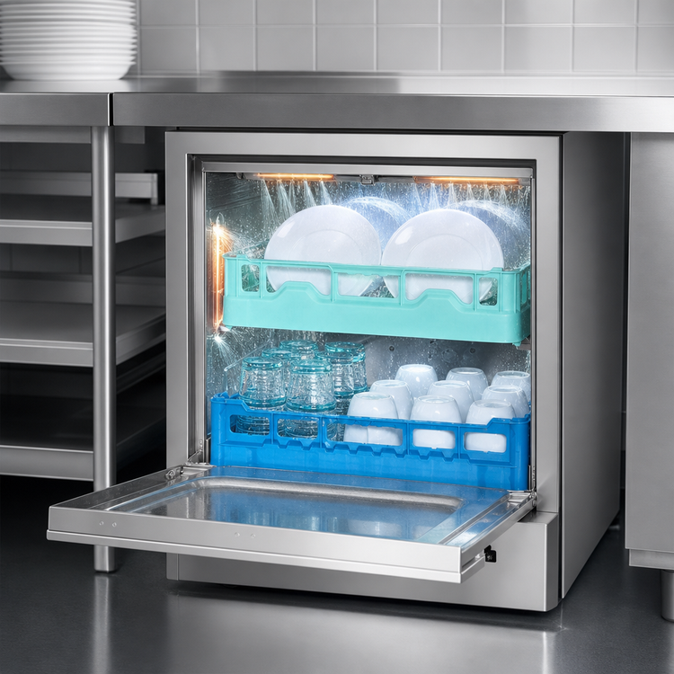 Product image #5 for Lamber F99-EK-DPS High Temp Undercounter Dishwasher, 20" x 20" Racks, 30 Racks/Hour