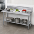 Thumbnail image #4 for Duke 84 Inch x 24 Inch 14-Gauge 300 Series Stainless Steel Work Table with 10 Inch Riser and Galvanized Undershelf