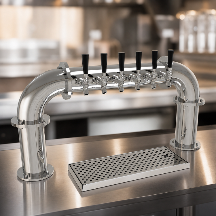 Product image #4 for Glastender Countertop Glycol-Cooled Pipe Pass-Thru Draft Dispensing Tower with 6 Faucets