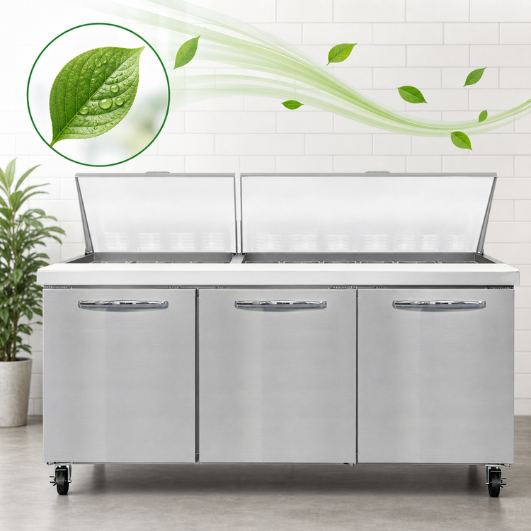Product image #4 for Continental Refrigerator SW72N30M 72 Inch Mighty Top 3-Section Sandwich Prep Refrigerator