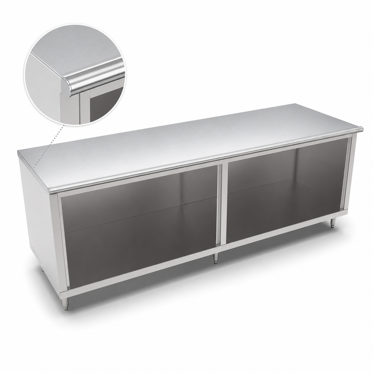 Product image #4 for John Boos 132-Inch x 24-Inch Open-Front Cabinet Base Work Table with Flat 16-Gauge Stainless Steel Top