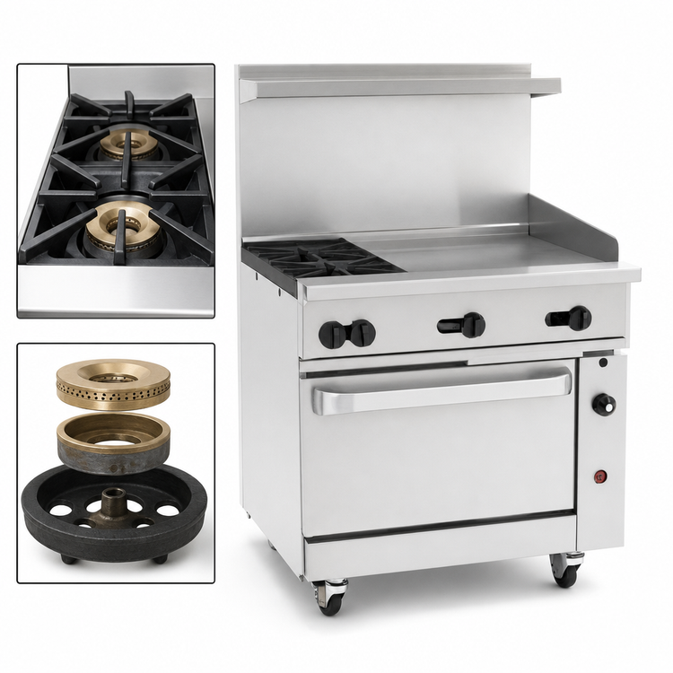 Product image #4 for Wolf Challenger XL C36C-2B24GT 36" Gas Restaurant Range with Convection Oven and 24" Thermostatic Griddle