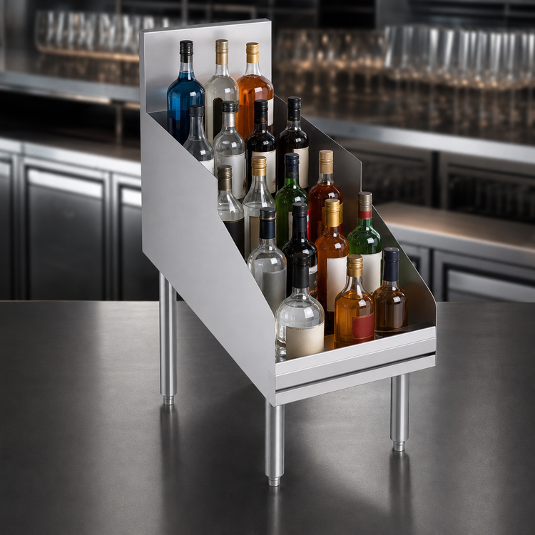 Product image #4 for Krowne Royal Series Freestanding Underbar Liquor Bottle Display Unit, 12-Inch x 29-Inch, 5-Step, 15-Bottle Capacity