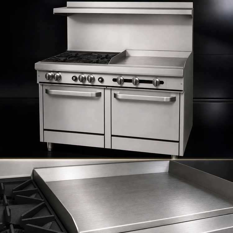 Product image #4 for Southbend S-Series 48-Inch Gas Restaurant Range with 2 Open Burners, 36-Inch Griddle, Standard Oven, and Cabinet Base