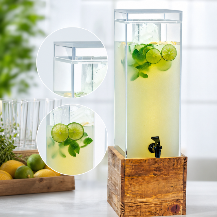 Product image #4 for Madera 3 Gallon Acrylic Beverage Dispenser with Rustic Pine Base