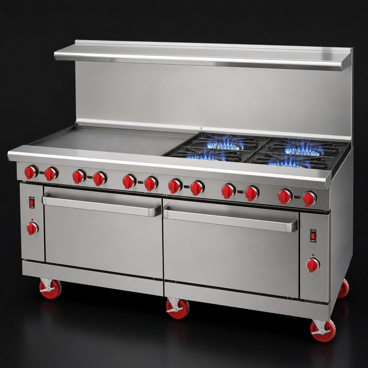 Product image #4 for American Range Green Flame 72-Inch Gas Combo Range with 48-Inch Griddle, 4 Open Burners, and 2 Convection Ovens