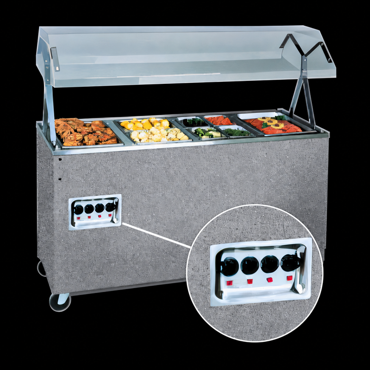 Product image #4 for Vollrath 2-Series Affordable Portable 4-Well Hot Food Station with Buffet Breath Guard and Lights