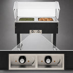 Thumbnail image #4 for Eagle Group Service Mate BPDHT2-120 Mobile 2-Well Buffet Hot Food Table, Stainless Steel Top, Sneeze Guard, 120V, 33-Inch