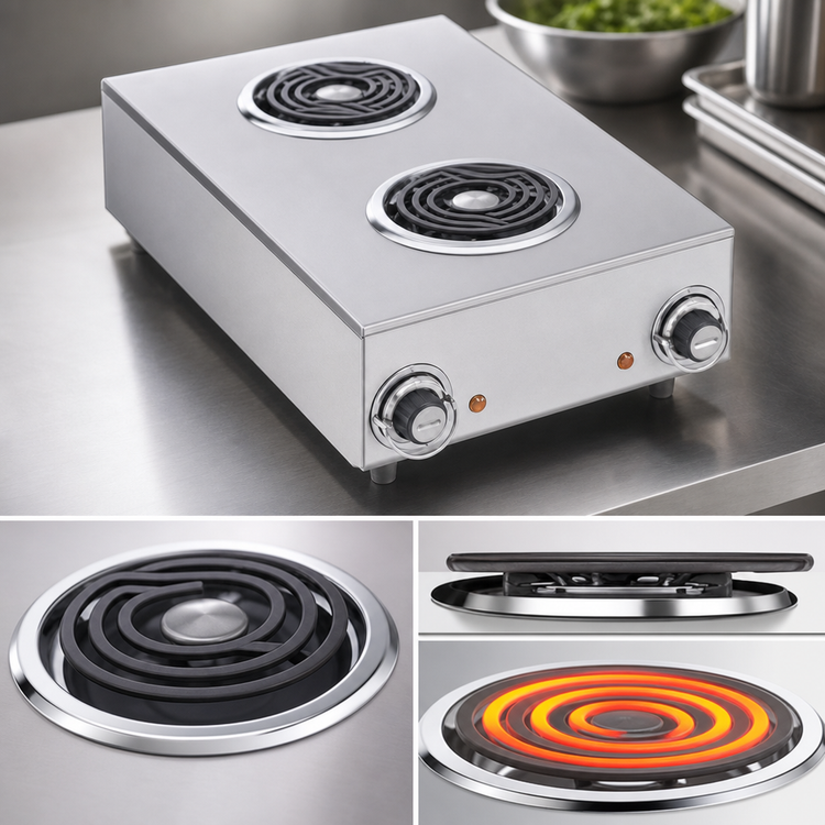 Product image #4 for Wells H-115 Two-Burner Countertop Electric Hot Plate, 14-3/4 Inch Wide