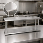 Thumbnail image #4 for BK Resources PTS-2460-2 Double-Tier Wall-Mounted Pass-Through Shelf, 60W x 24D, Stainless Steel Top