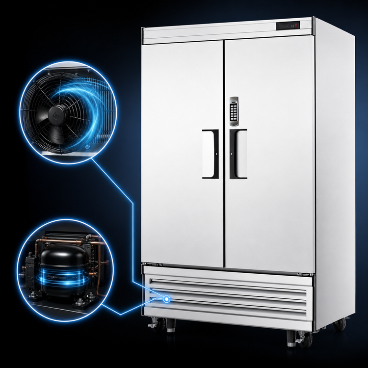 Product image #4 for Everest Refrigeration EBF2-LAB Two-Section Laboratory Freezer, 33 Cu. Ft., Self-Contained Bottom-Mount, Stainless Steel
