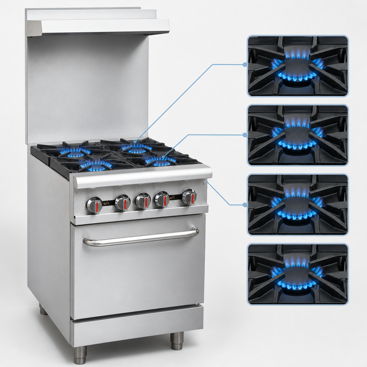 Product image #4 for 24-Inch Commercial Gas Range with 4 Open Burners and Standard Oven
