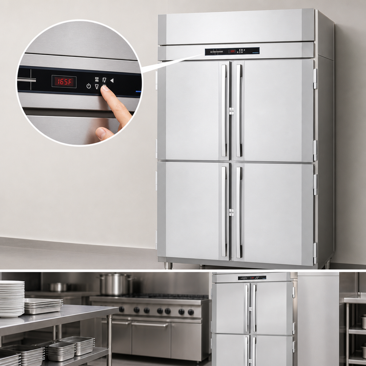 Product image #4 for Victory UltraSpec Pass-Thru Heated Holding Cabinet, Two-Section, Half-Height Solid Hinged Doors