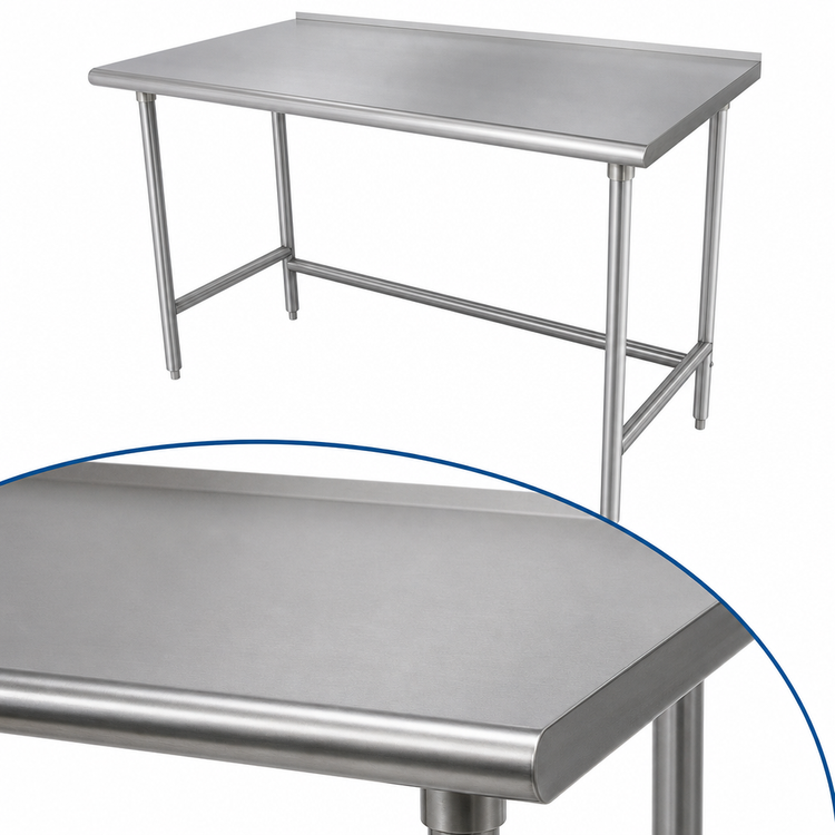 Product image #4 for Advance Tabco 108-Inch x 30-Inch Work Table with 16-Gauge 304 Stainless Steel Top and 1-1/2-Inch Rear Up-Turn
