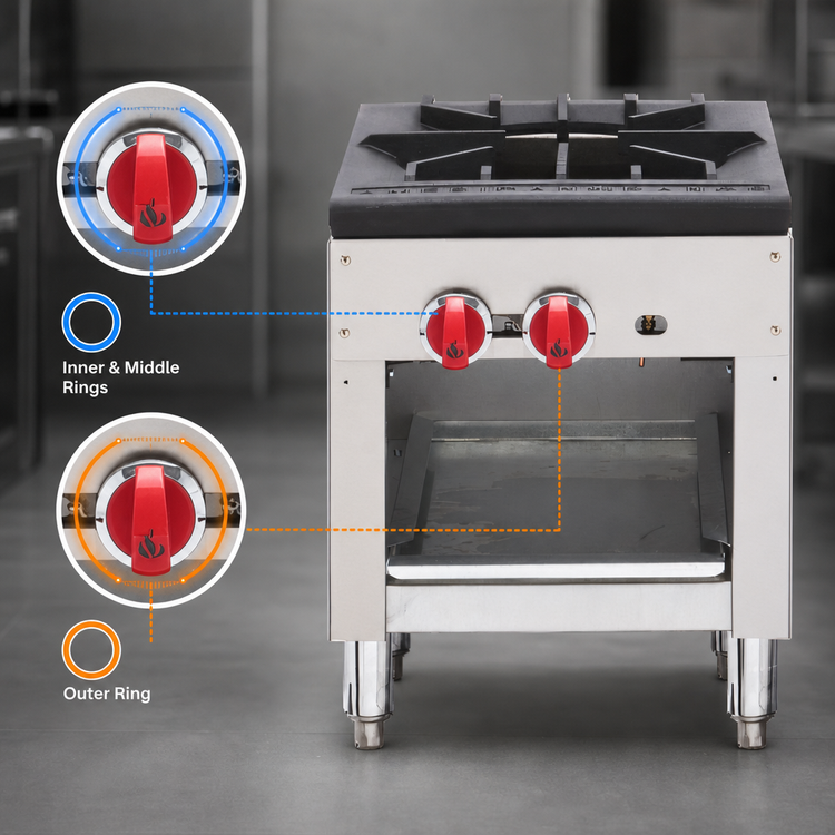 Product image #5 for American Range 18-Inch Gas Stock Pot Range with 3-Ring Burner and Open Storage Base