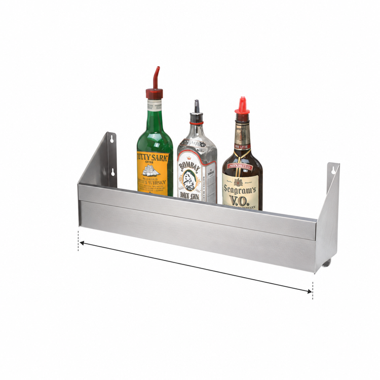 Product image #4 for Advance Tabco Underbar Basics™ 42 Inch Single-Tier Stainless Steel Speed Rail, Keyhole Mount, 11-12 Bottle Capacity