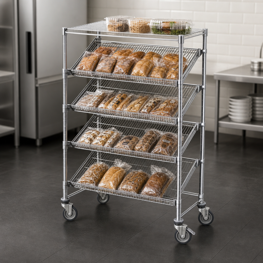 Four Slanted Shelves and Flat Top Shelf