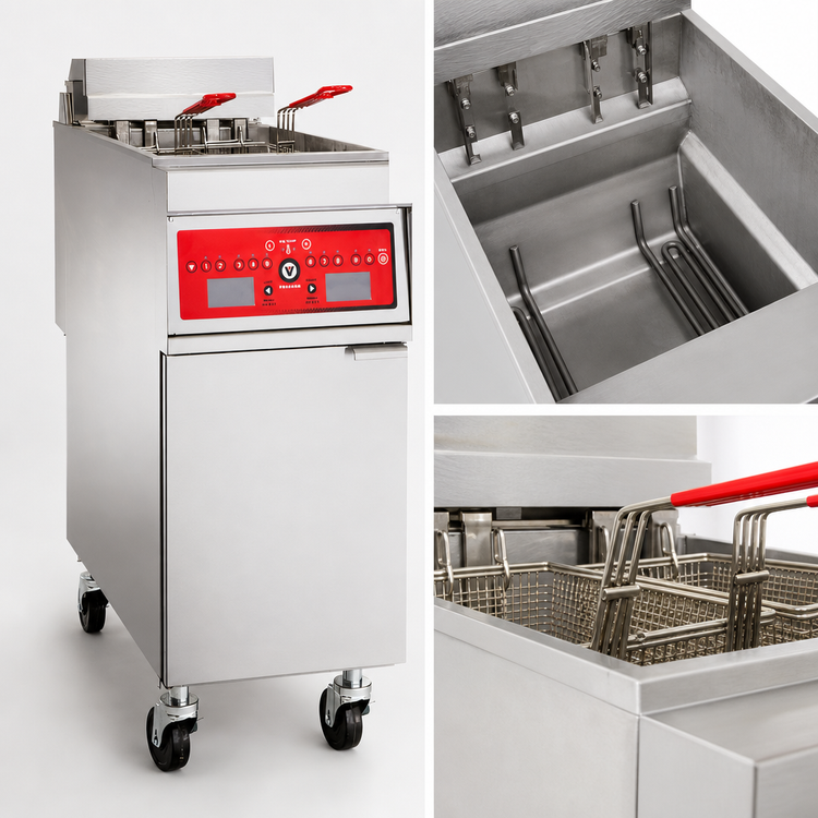 Product image #5 for Vulcan 50 lb Free-Standing Electric Fryer with Solid State Knob Control and Twin Baskets